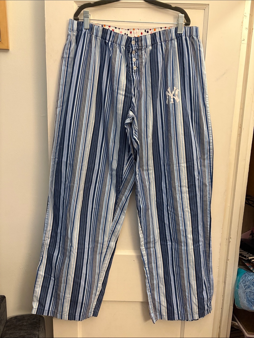 Striped Blue Women's NY Yankees Pajama Pants with Logo Detail